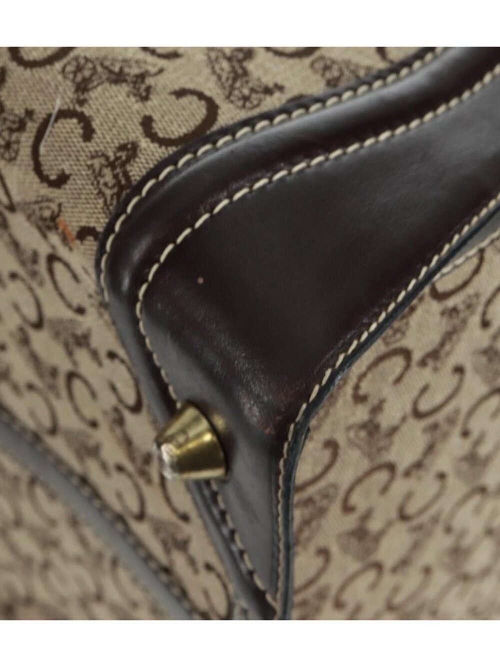 CELINE C Sulky Boston Bag Canvas Brown Gold - Picture 12 of 16